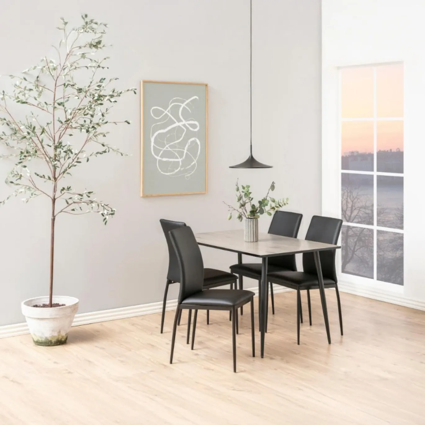 Eettafel Willy Melamine Witwash Eiken 120cm - Giga Living