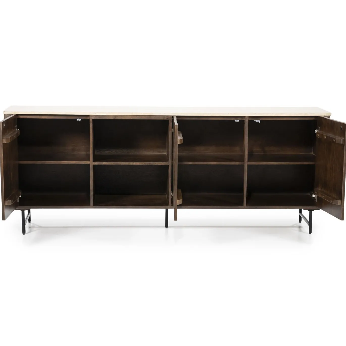 Eleonora Dressoir Lio 3-Deurs Mangohout & Travertin Beige