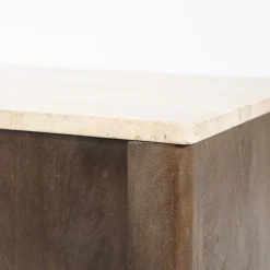 Eleonora Dressoir Lio 3-Deurs Mangohout & Travertin Beige