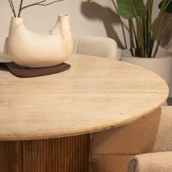Eleonora Eettafel Sara Mangohout & Travertin Beige Ø130cm