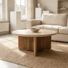 Eleonora Salontafel Sara Mangohout & Travertin Beige Ø78cm