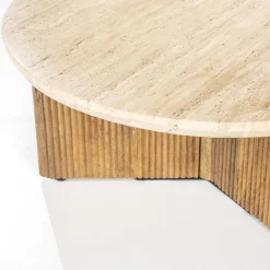 Eleonora Salontafel Sara Mangohout & Travertin Beige Ø78cm