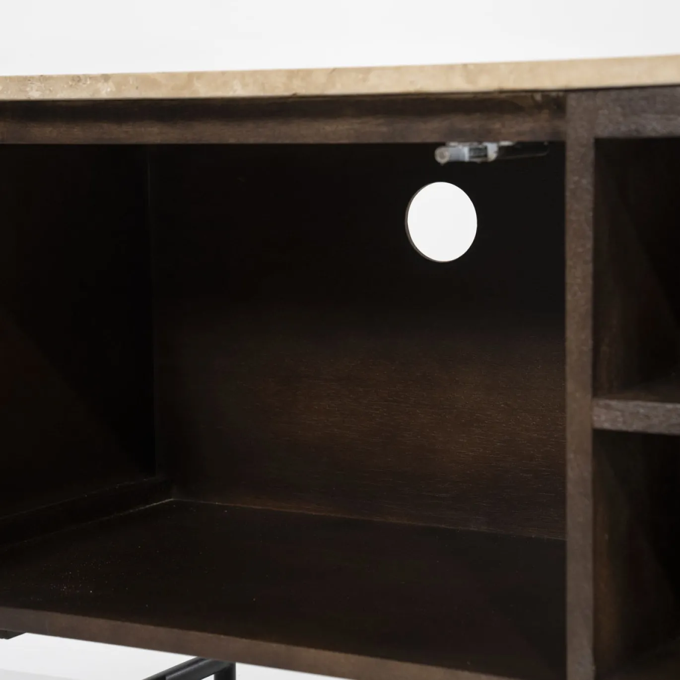 Eleonora Tv-Meubel Lio 3-Deurs Mangohout & Travertin Beige 200cm