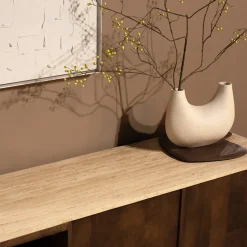 Eleonora Tv-Meubel Lio 3-Deurs Mangohout & Travertin Beige 200cm