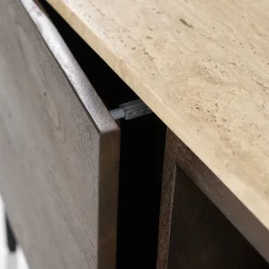 Eleonora Tv-Meubel Lio 3-Deurs Mangohout & Travertin Beige 200cm