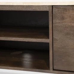 Eleonora Tv-Meubel Lio 3-Deurs Mangohout & Travertin Beige 200cm