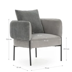 Fauteuil Aruni Lichtgrijs - Giga Meubel