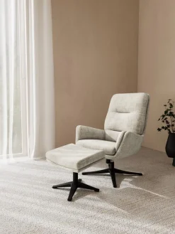 Fauteuil Bennett Met Voetenbank Juto Beige - Giga Living