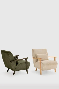 Fauteuil Bonnie Groen/Walnoot - Giga Meubel