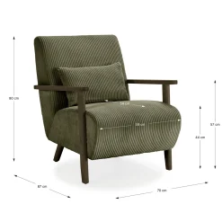 Fauteuil Bonnie Groen/Walnoot - Giga Meubel