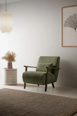 Fauteuil Bonnie Groen/Walnoot - Giga Meubel