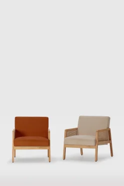 Fauteuil Debra Beige Arm Hout/rotan - Giga Meubel