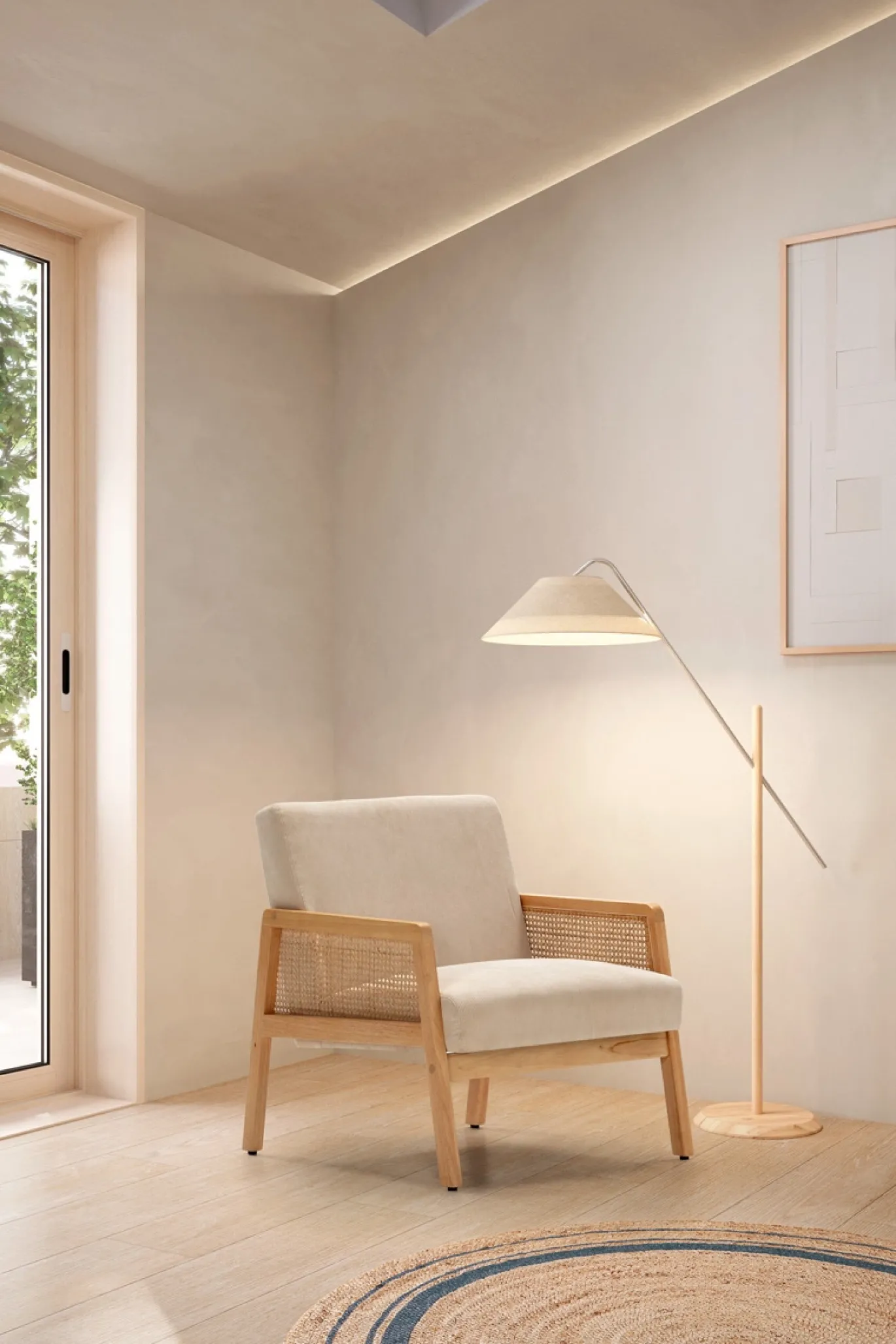 Fauteuil Debra Beige Arm Hout/rotan - Giga Meubel