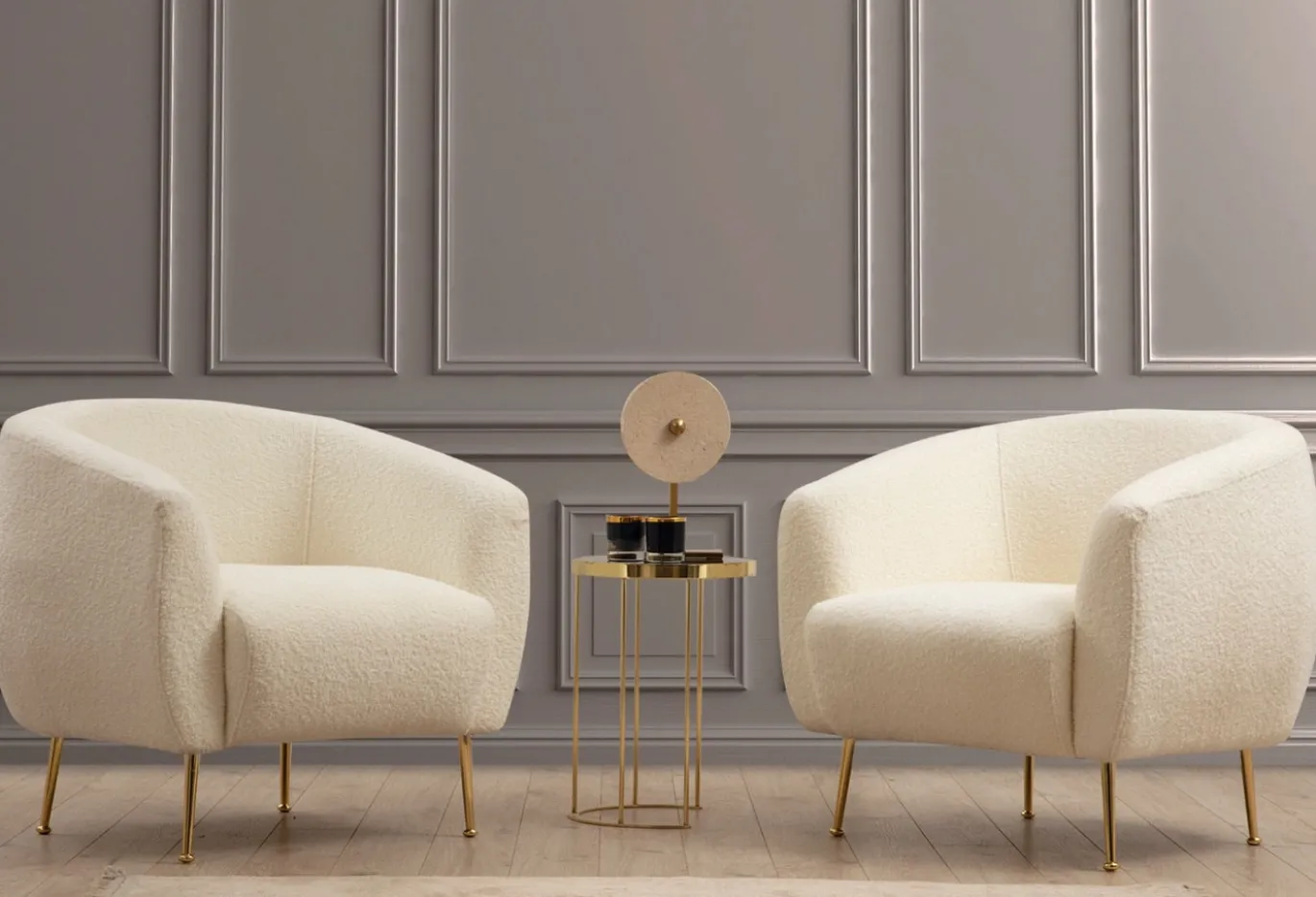 Fauteuil Eses Bouclé Crème