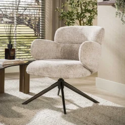 Fauteuil Flex Draaibaar Hoven Zand/Bruin - Giga Meubel