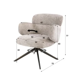Fauteuil Flex Draaibaar Hoven Zand/Bruin - Giga Meubel