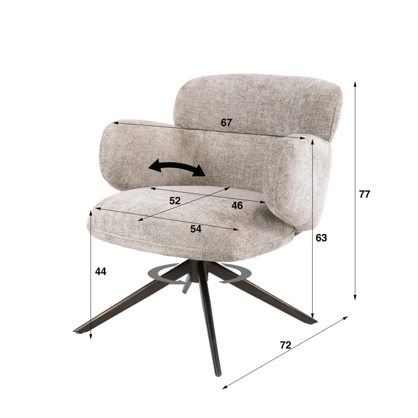 Fauteuil Flex Draaibaar Hoven Zand/Bruin - Giga Meubel