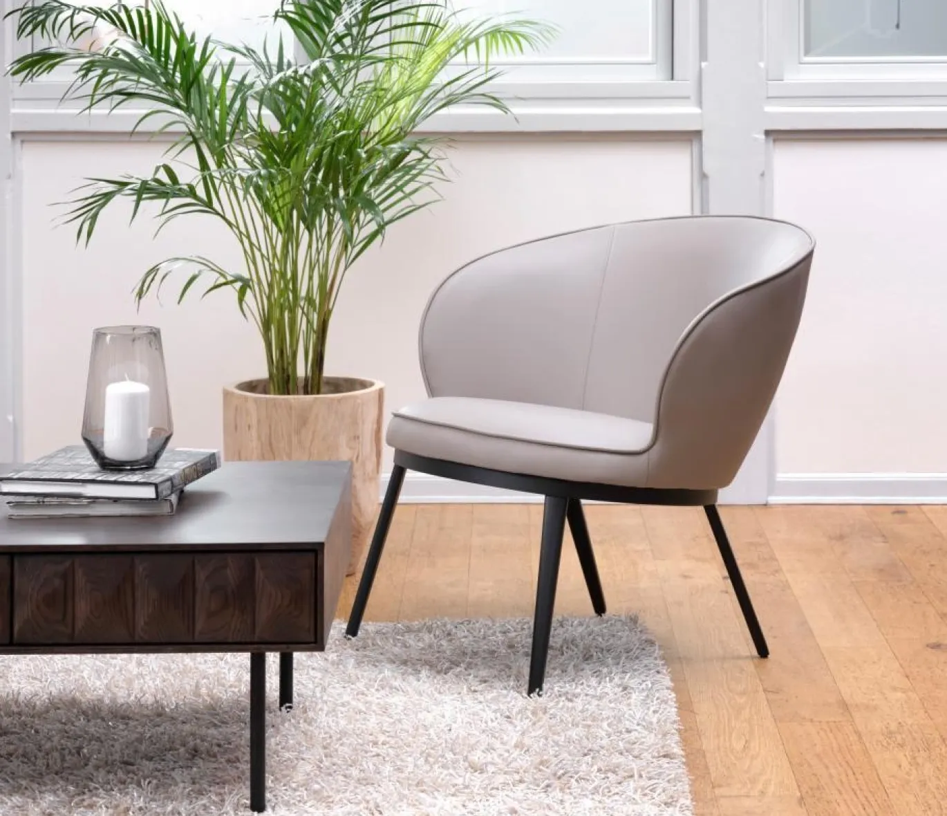 Fauteuil Gain Taupe Faux Leather - Giga Living