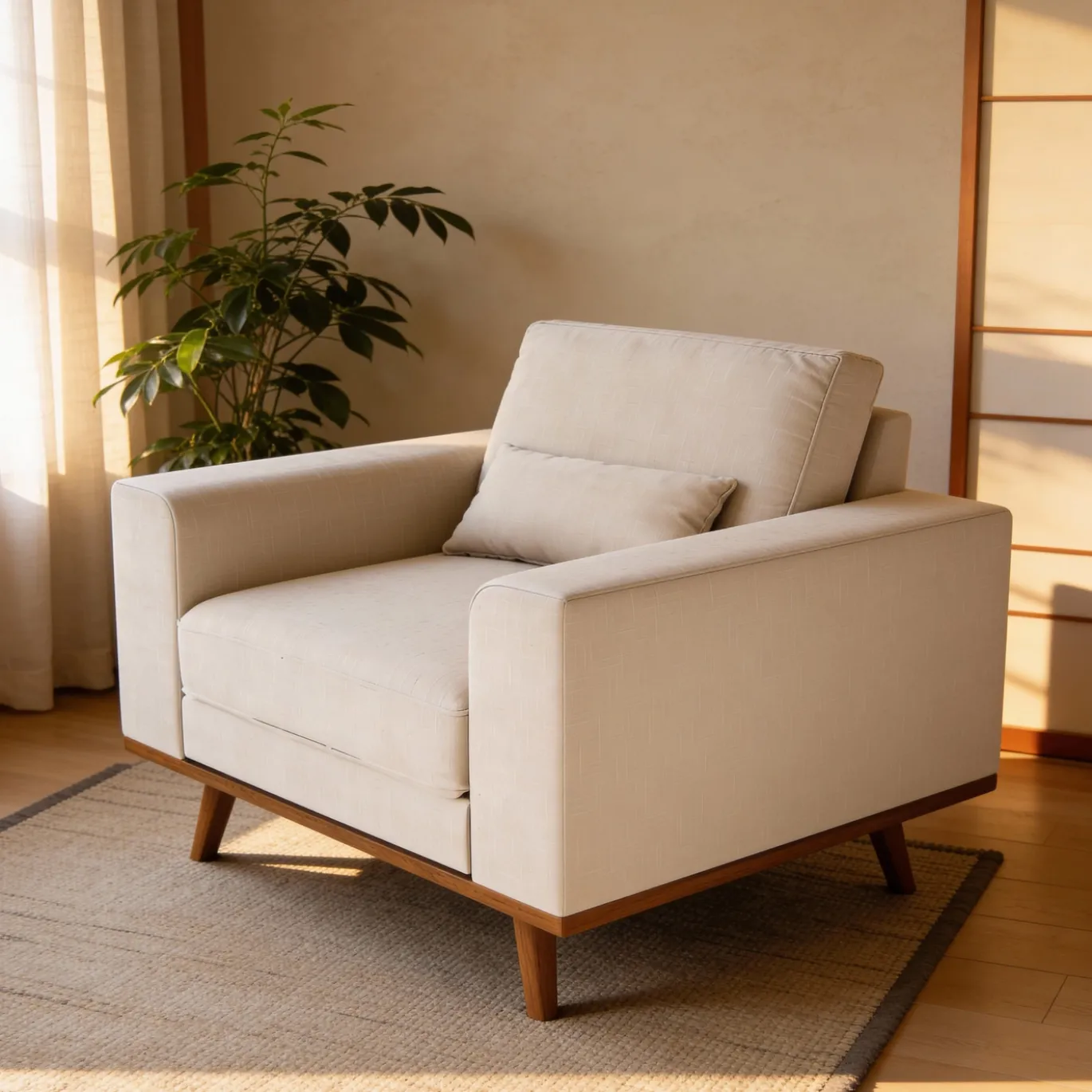 Fauteuil Grande Japandi Beige - Giga Meubel
