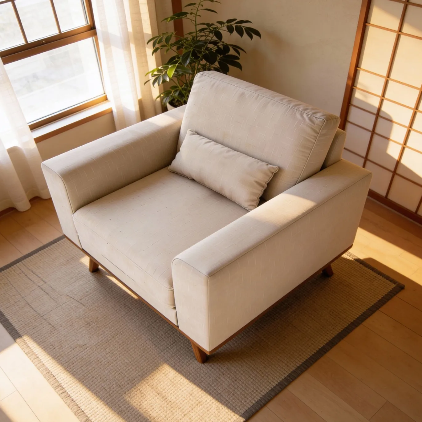 Fauteuil Grande Japandi Beige - Giga Meubel