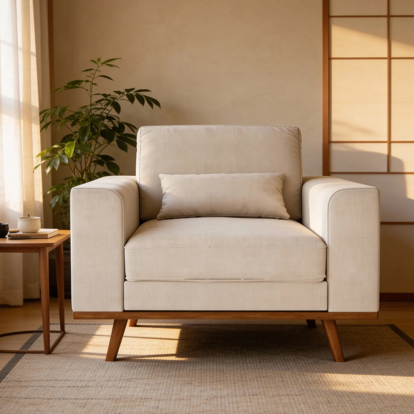 Fauteuil Grande Japandi Beige - Giga Meubel