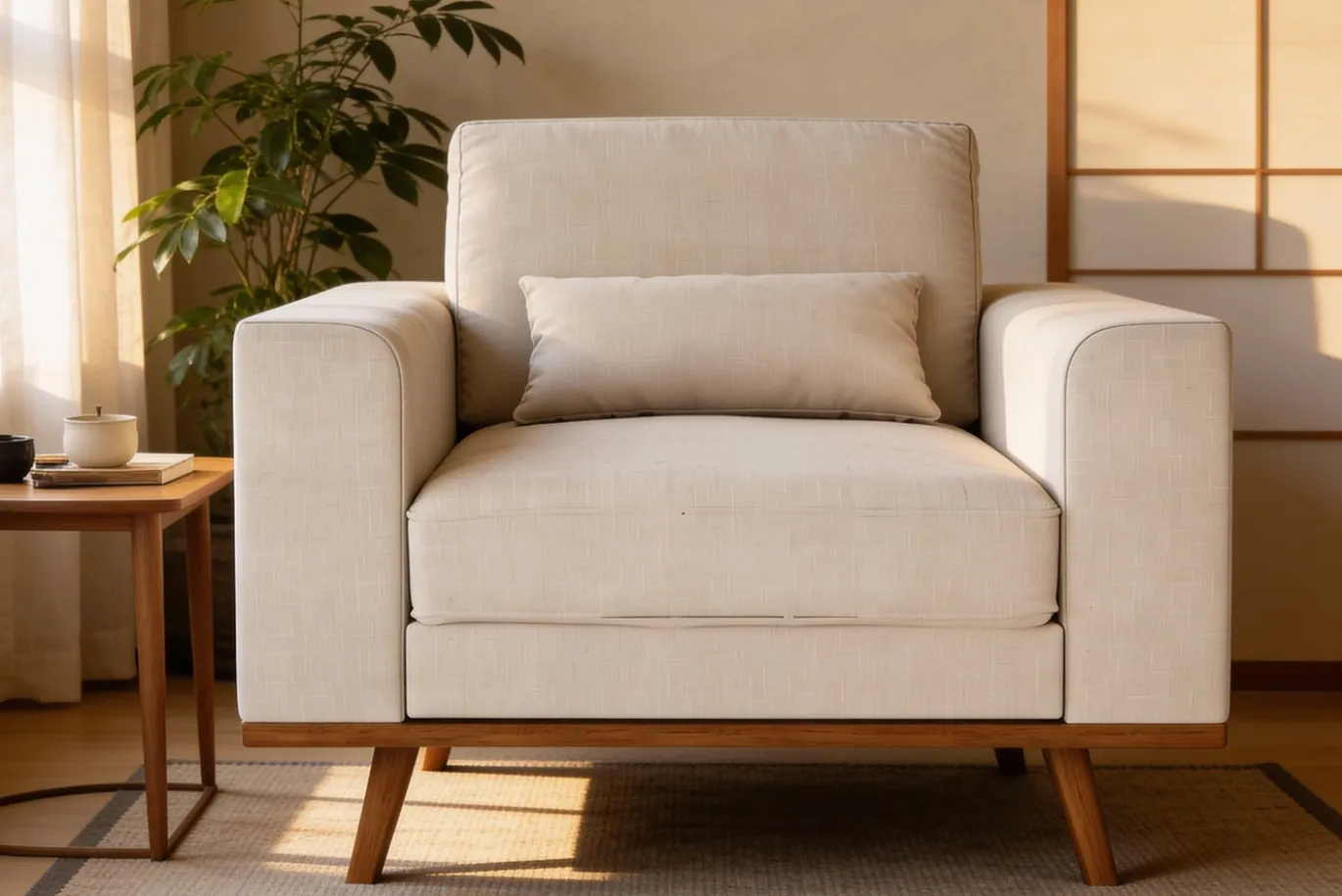 Fauteuil Grande Japandi Beige - Giga Meubel