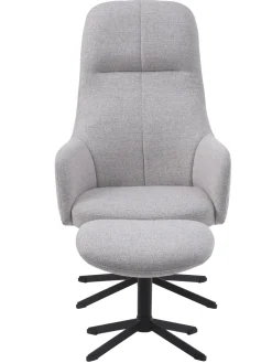 Fauteuil Manning Met Voetenbank Naturel/Zwart - Giga Living
