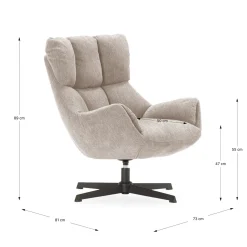 Fauteuil Odette Crème met Metaal - Giga Meubel