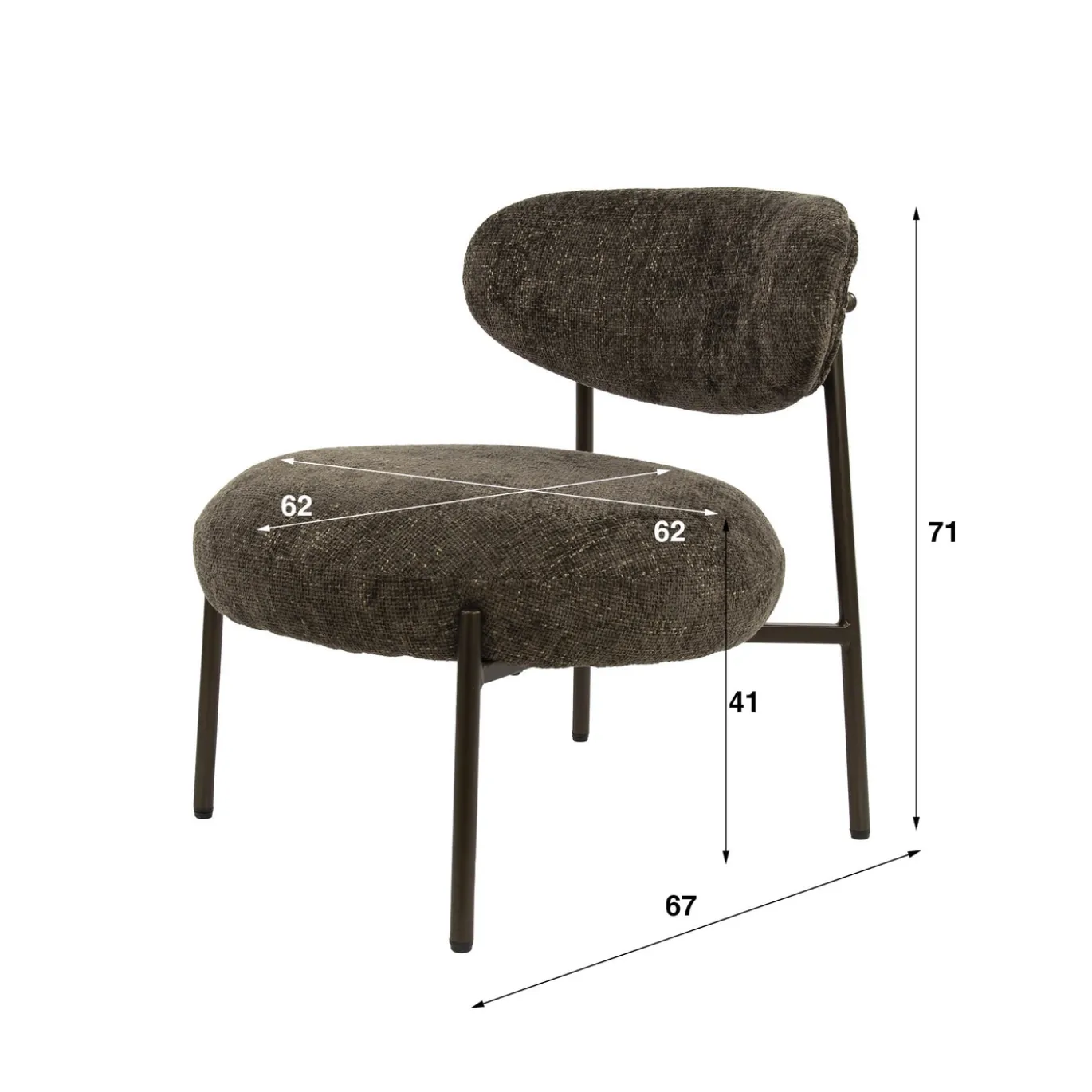 Fauteuil Round Tissee Cargo Bruin - Giga Meubel