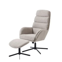 Fauteuil Sifton Met Voetenbank Off White Melange - Giga Living