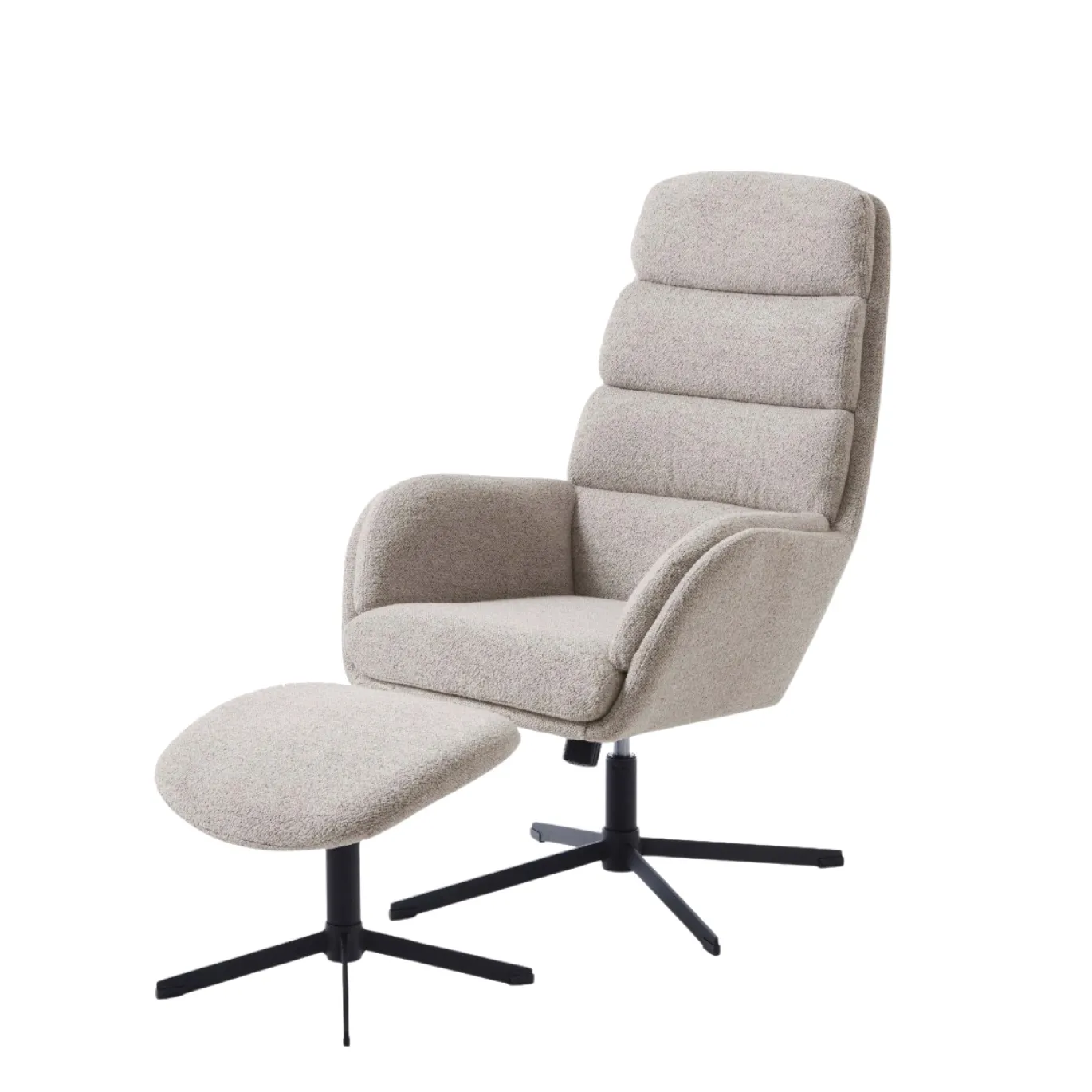 Fauteuil Sifton Met Voetenbank Off White Melange - Giga Living