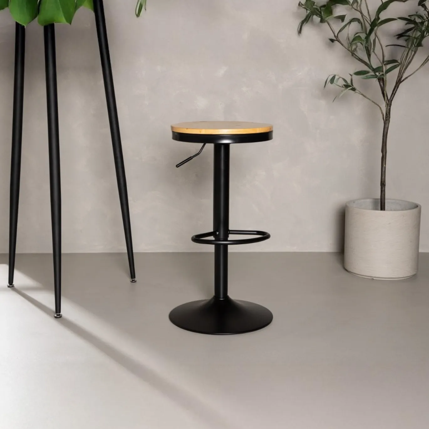 Fjôrd Barkruk Conway Zwart Eikenlook Mdf