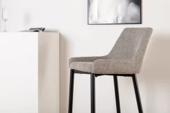 Fjôrd Barkruk Plaza Zwart/Beige Stof Polyester Linnen