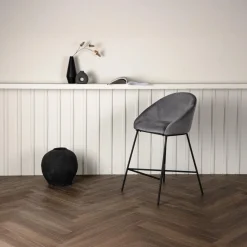 Fjôrd Barkruk Velvet Zwart/Donkergrijs Velvet