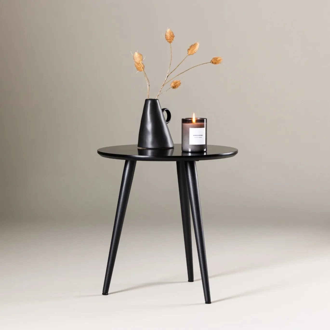 Fjôrd Bijzettafel Askim Zwart ⌀48cm