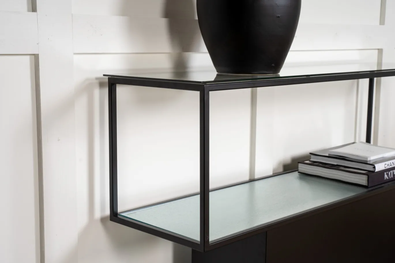 Fjôrd Bijzettafel Maglehem Glas Zwart 130cm