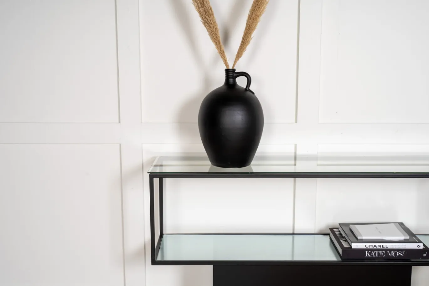 Fjôrd Bijzettafel Maglehem Glas Zwart 130cm