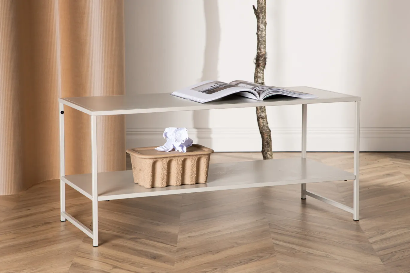 Fjôrd Bijzettafel Staal Staal Beige 102x43cm
