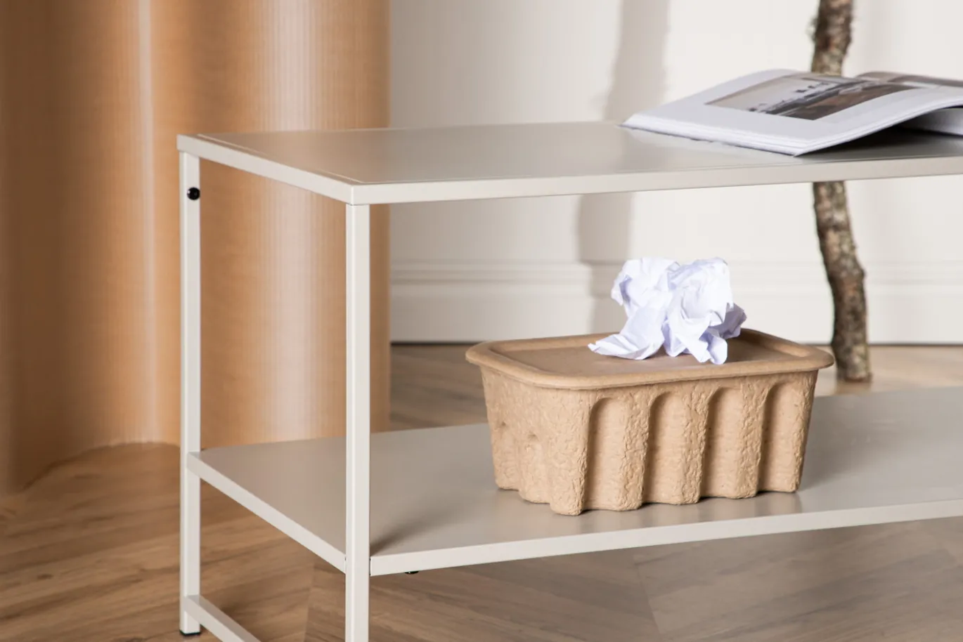 Fjôrd Bijzettafel Staal Staal Beige 102x43cm