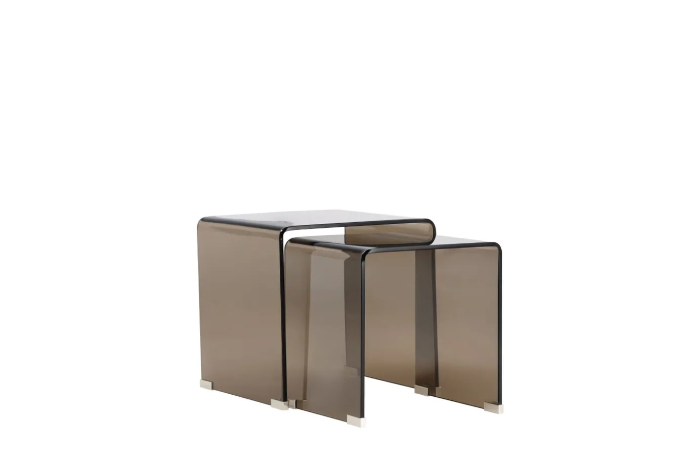 Fjôrd Bijzettafel Telemark Bruin Glas Set van 2