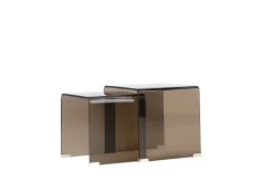 Fjôrd Bijzettafel Telemark Bruin Glas Set van 2