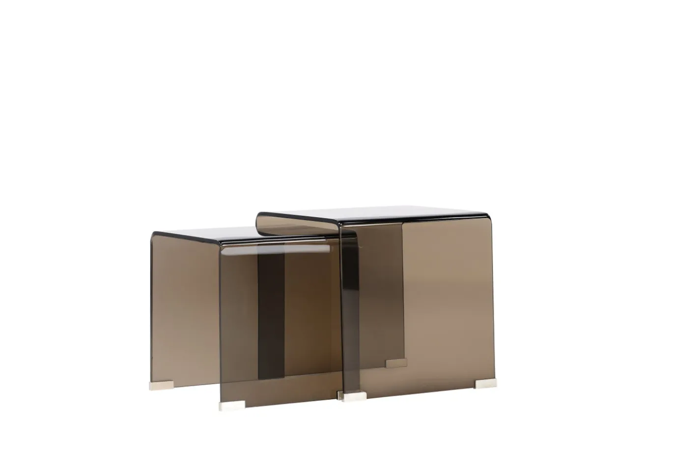 Fjôrd Bijzettafel Telemark Bruin Glas Set van 2