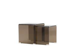 Fjôrd Bijzettafel Telemark Bruin Glas Set van 2