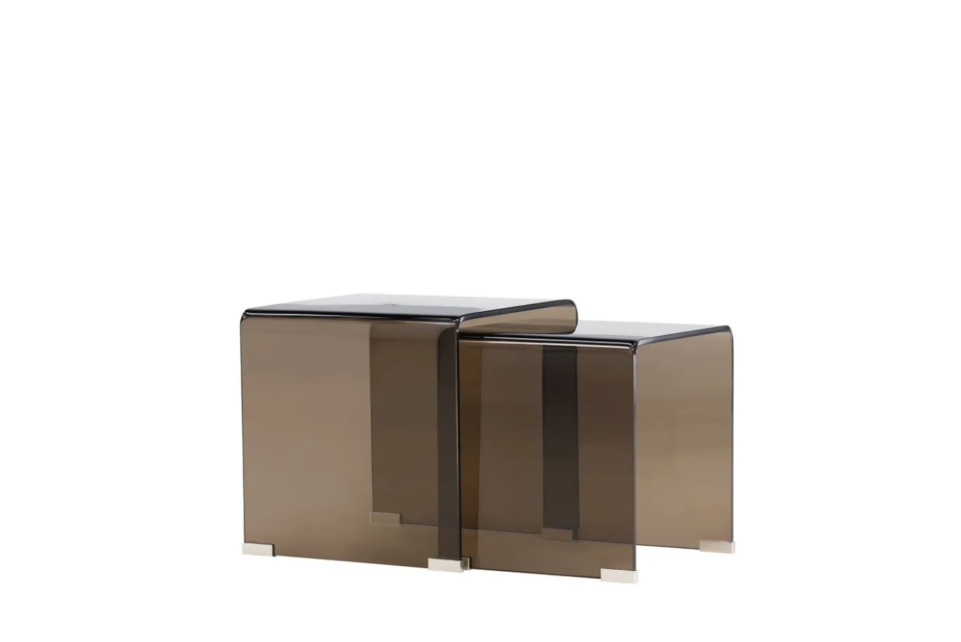 Fjôrd Bijzettafel Telemark Bruin Glas Set van 2