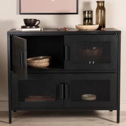 Fjôrd Dressoir Nett Zwart Metaal 90cm
