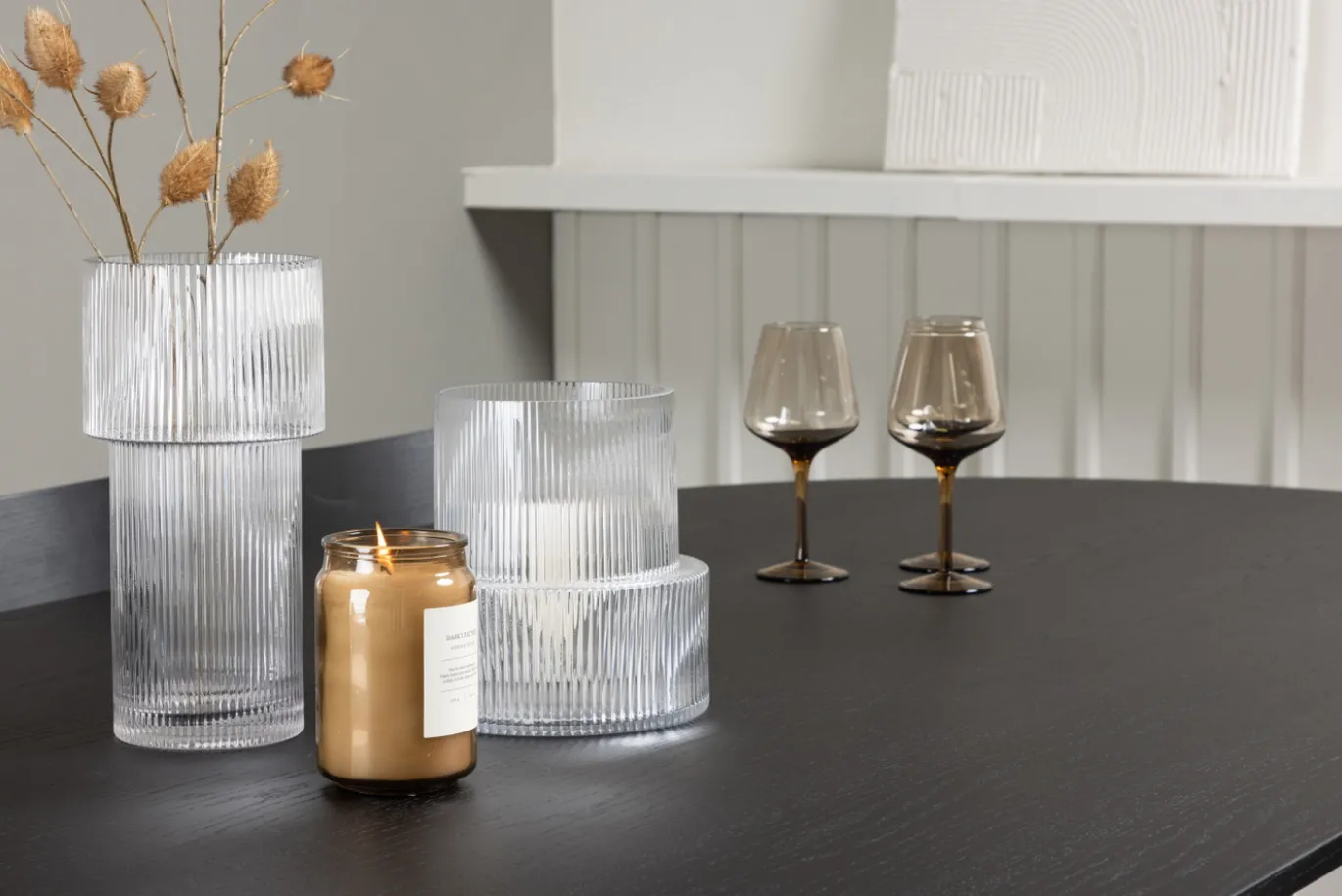 Fjôrd Eetkamerset Bootcut Zwart Rubberhout Met Ovale Eettafel