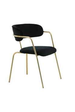 Fjôrd Eetkamerstoel Arrow Zwart Velvet & Goud Onderstel