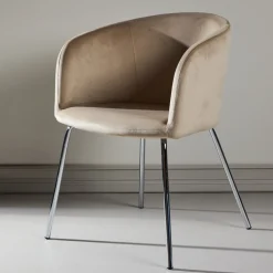 Fjôrd Eetkamerstoel Berit Beige Velvet/Chrome