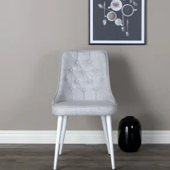 Fjôrd Eetkamerstoel Deluxe Wit/Lichtgrijs Stof