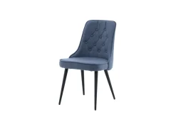 Fjôrd Eetkamerstoel Deluxe Zwart/Blauw Stof
